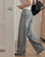 Be-string wide denim pants
