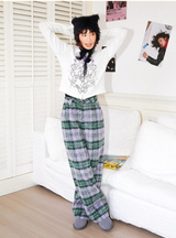 Plaid thickened woolen casual trousers