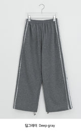 Pilfer Lace Brushed Banding Wide Pants