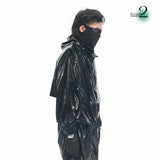 RELABEL Black High-Density Futuristic Deformable Backpack With Multiple Drawstrings, Casual Jacket