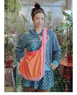 UnsocialNight original literary retro versatile カジュアル イラストプリントワンショルダークロスボディバッグ for women