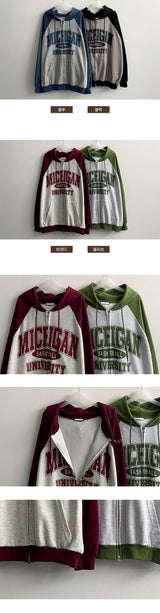 Lindsey Over Raglan Two Way Hooded Zip-Up