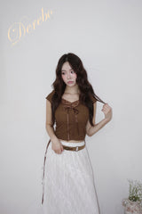 Texture Lace Ribbon Short Sleeve T-shirt