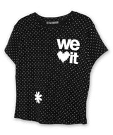 We Love It グラフィックドットTシャツ_ブラック