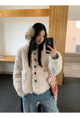 Beads Burton No Collar Round Fur Jacket