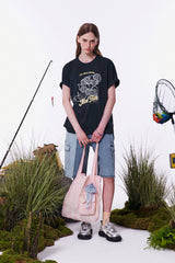 フィッシングウィティーバニーグラフィックルーズフィットTシャツ [NAVY]