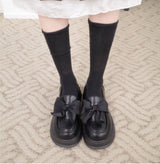 サテンリボンプラットフォームローファー