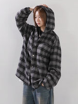 (UNISEX) Brany フランネルフードシャツ