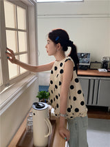 dotted sleeveless blouse
