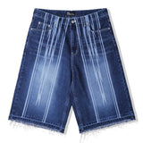 navajo pattern cut off bermuda pants indigo blue