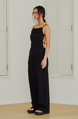 Linen Wide Pants (BLACK)