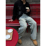 [Unisex] アーガイルパターンハーフネックカーディガン(2color)