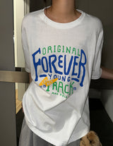 Ezlong Round Letter Tattoo Graphic Oversized T-Shirt 3color