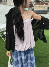 Micelle button balloon layered strap sleeveless