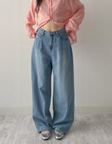 206 Back Pocket Balloon Fit Wide Denim Pants
