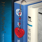 red heart button bookmark