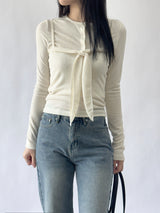 Cervi Sleeveless Button Long Sleeve Cardigan Set