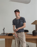 Brock Pigment Henley Neck Pocket Short Sleeve T-shirt