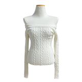 Luna Skin Off-Shoulder Cable Slim-Fit Knit