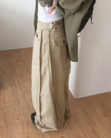 Weta Back Pocket Snap Pintuck Bizo Wide Military Cotton Pants