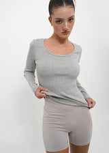 [B-BASIC] Tension Standard Slim U-Neck Long Sleeve Tee (2 SIZE)