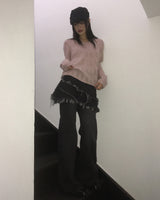 トルプリーツミニスカートデニムパンツ