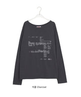 ガウス ルーズフィット プリンティング オフショルダー ロングスリーブ Tシャツ