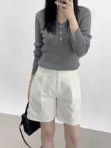 Scani V-neck Button Long Sleeve Knit
