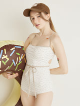 FLOWER STRING RIBBON MONOKINI - IVORY