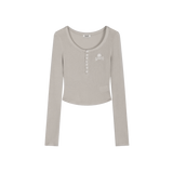 Skull Button Top [Beige]