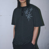 Untitled Starrynight Stripe Henley Neck Short Sleeve Black Charcoal