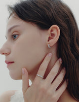 26SS★ Essence Heart Bezel Tennis One-Touch Earrings