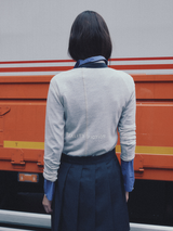 Unbalanced Stitch Turtleneck Tee Light Grey