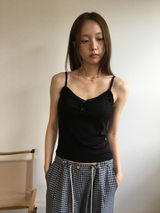 オッティ フリル ボタン ノースリーブ トップ (3color)