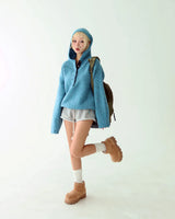Color-Blocked Taping Hoodie String Oversized Knit