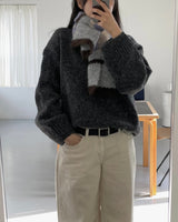 ファイバーモヘアウールストライプマフラー 4C