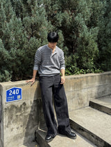 Cut line reverse denim pants