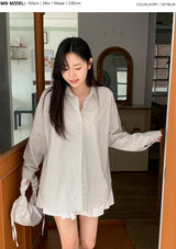 Peach Stripe Loose Fit Shirt (4color)