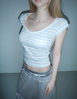 Ann striped v-tee (2 color)