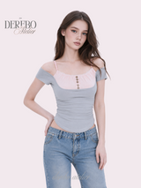 Claire Pink Layered Short Sleeve T-Shirt