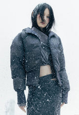 Reversible Check Padded Jacket / Charcoal