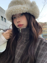 Quad Check High-Neck Avant-Fit Wool Jumper