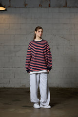 JERRY STRIPE OVERFIT LONG SLEEVE T-SHIRT / NAVY