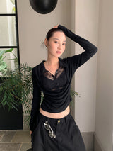 Pure Fake See-Through Two-Piece Long Sleeve T-Shirt