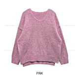 Tiyee slit V-neck unbalance long knit