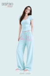Taylor Mint Lettering Casual Wide Pants