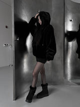 mink fur two-way hooded zip-up (2color)