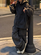 ピグメントパネルジップアップフーディ