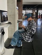 Typing Lettering Snap Denim Pants 2C