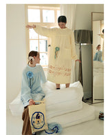 UnsocialNight2025 Autumn Original Two-colour Printed Loose Pullover Long-sleeved Dress Girlish Style